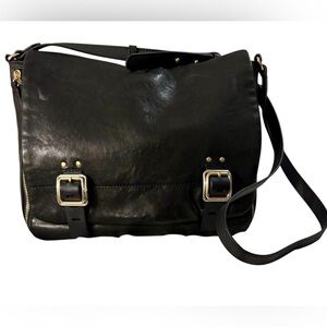 Vince Camuto Delos Black Leather Messenger Bag